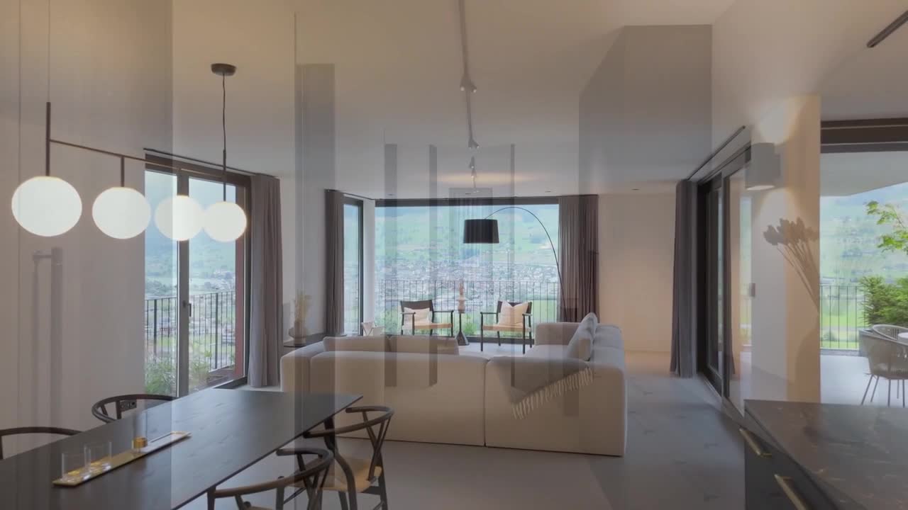 Wohnraum mit Panoramablick über den Vierwaldstättersee – Projekt Puro Panorama