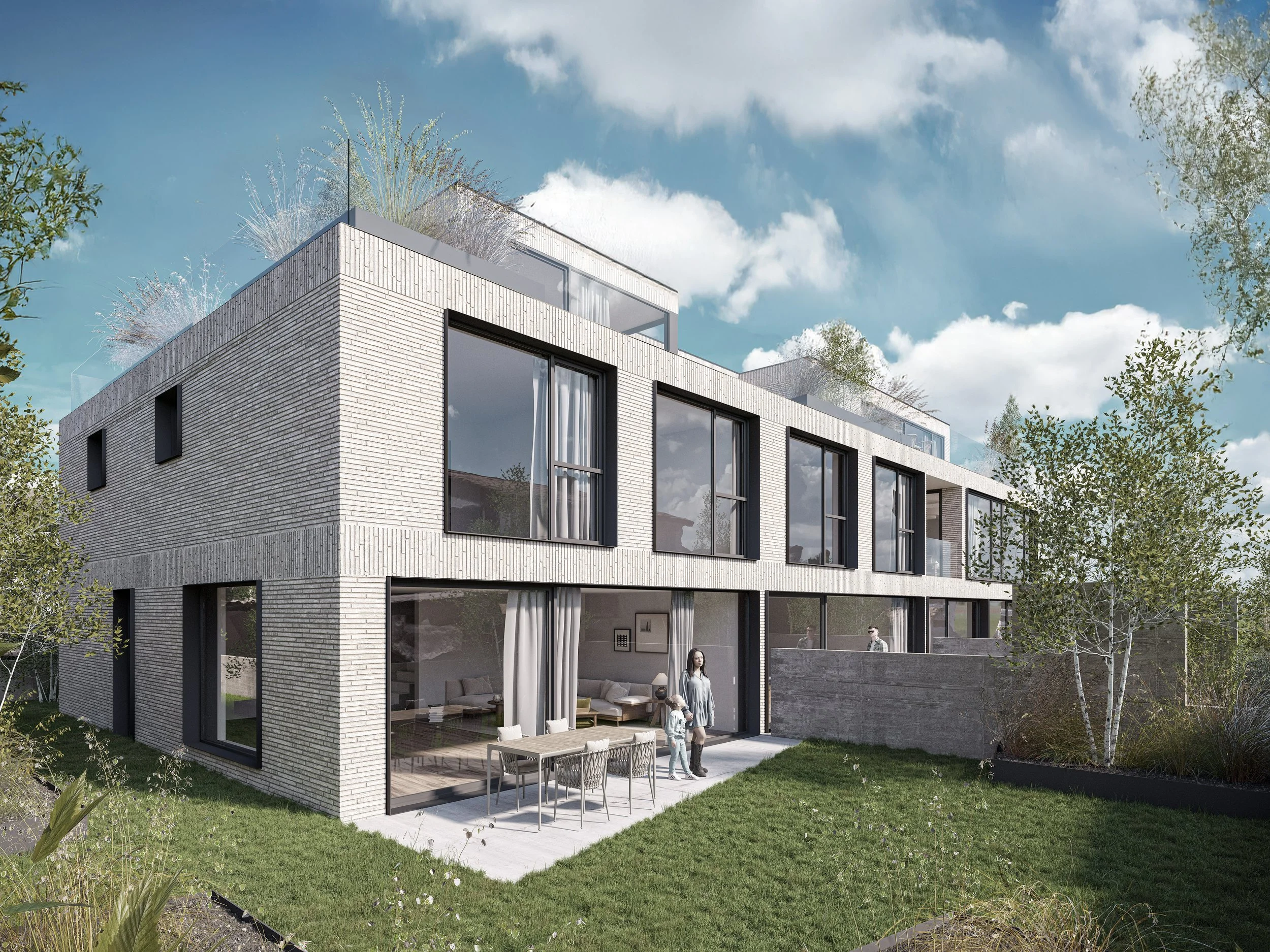 Linea Definita – Aussenansicht des Neubaus mit Klinkerfassade